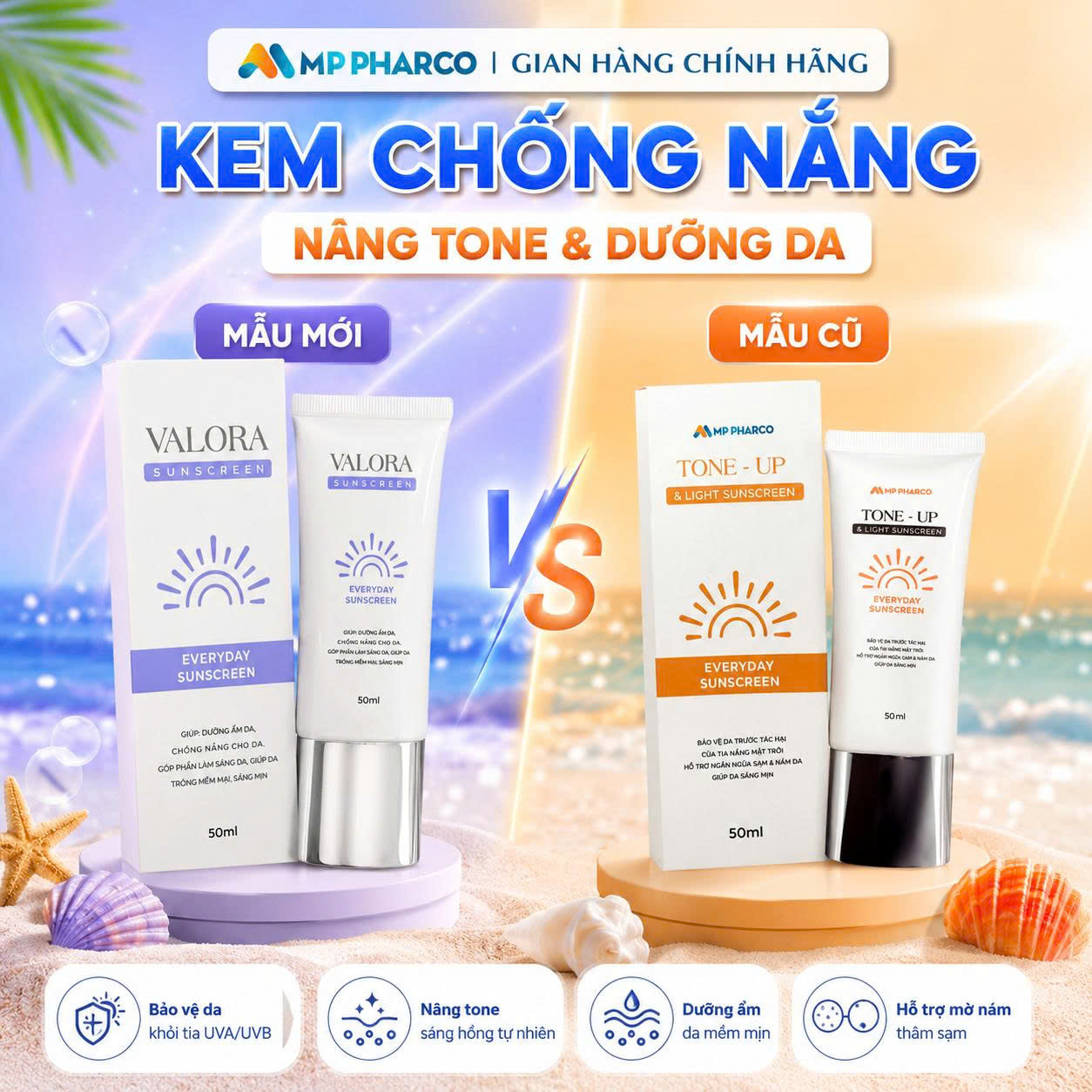 Kem Chống Nắng Nâng Tông Dưỡng Da Cho Mặt Valora Suncreen Chăm sóc Da Nữ ,tuýp 50ML (N25)